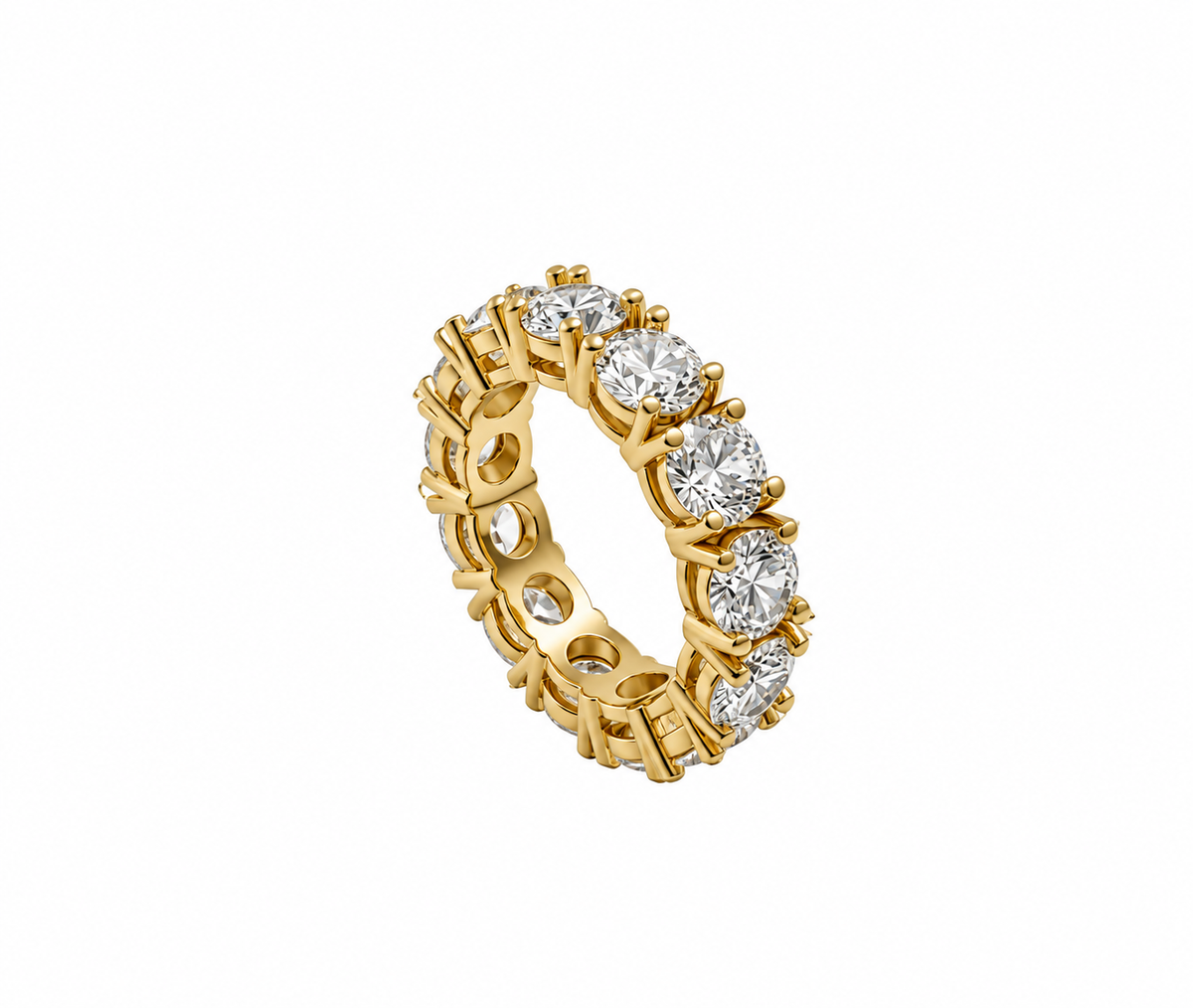 Anello Veretta Argento 925 Pietre Bianche 5 mm