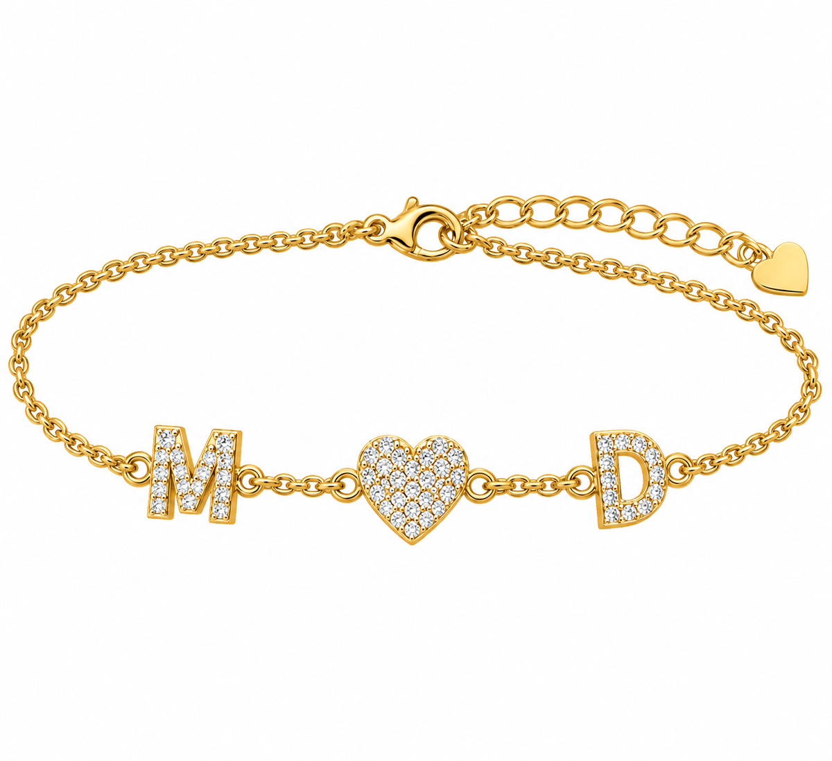 Bracciale Iniziali E Cuore Zirconato