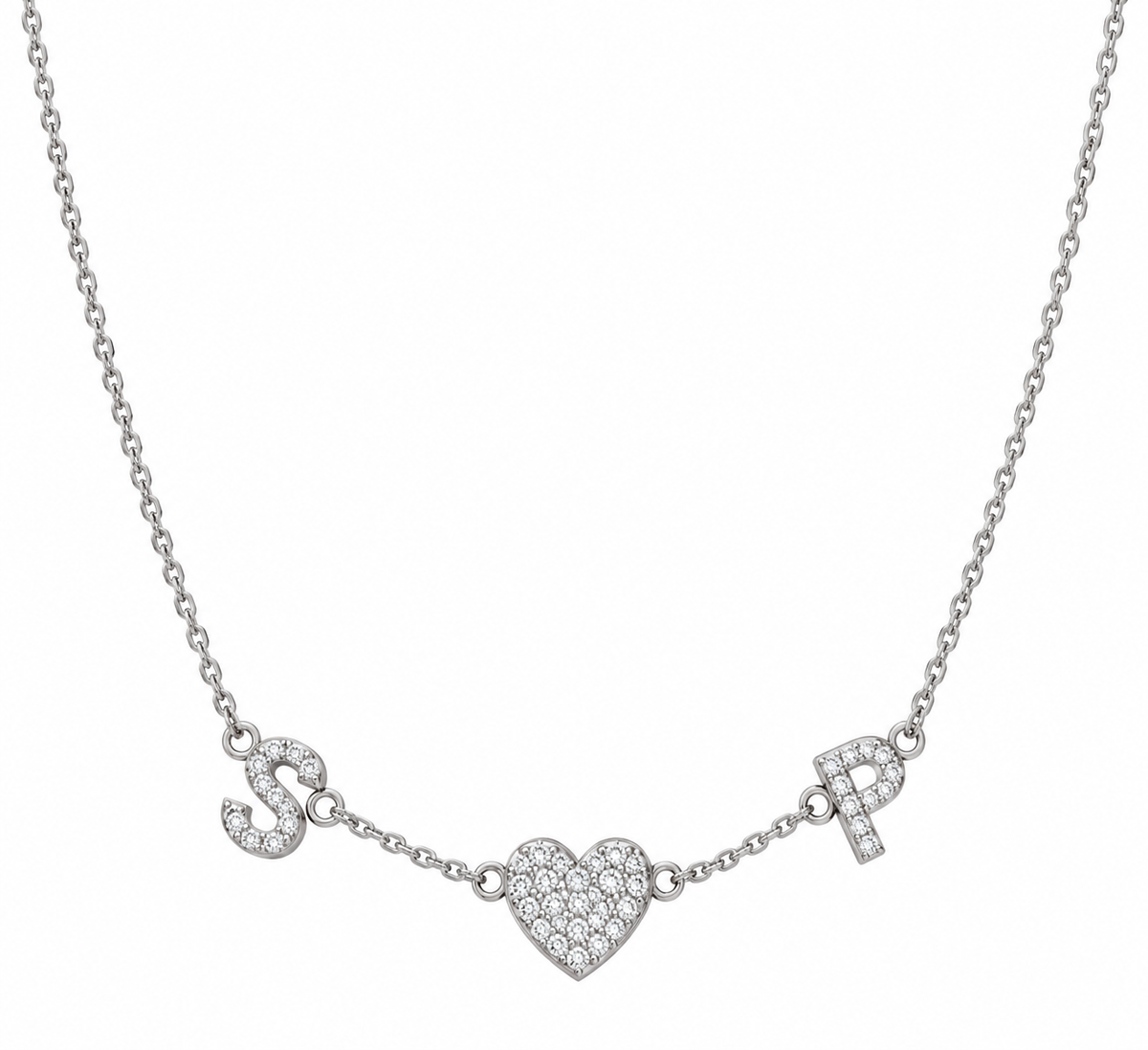 Collana con Iniziali Personalizzate e Cuore in Argento 925