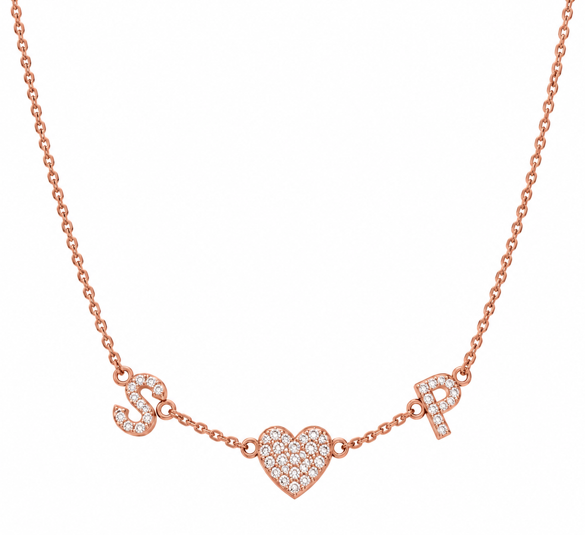 Collana con Iniziali Personalizzate e Cuore in Argento 925