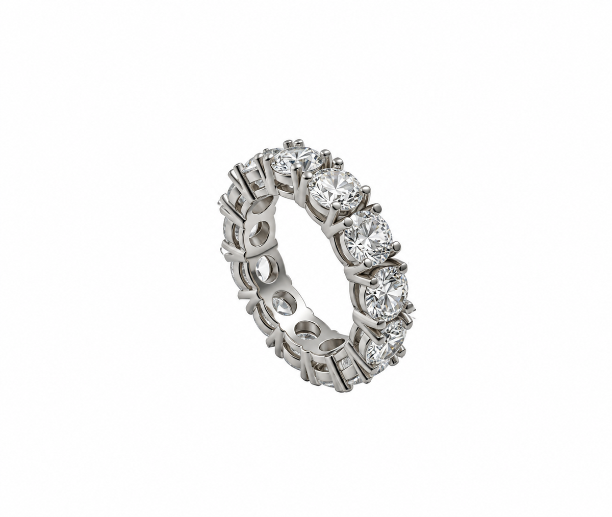Anello Veretta Argento 925 Pietre Bianche 5 mm