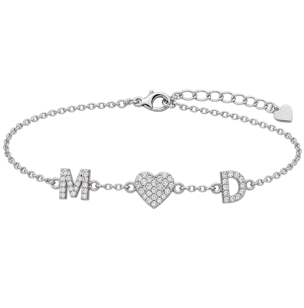 Bracciale Iniziali E Cuore Zirconato