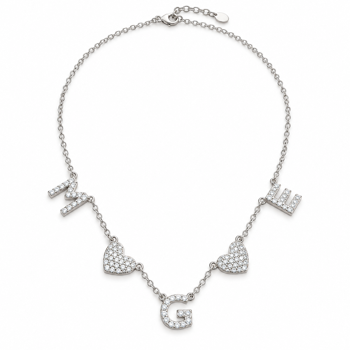 Collana Personalizzata con Iniziali e Cuori Zirconati