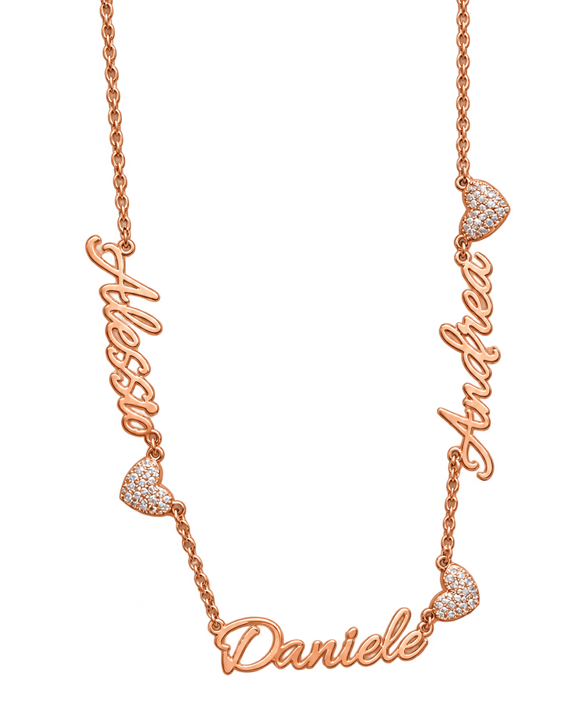 Collana Nomi E Cuore Zirconato In Argento 925