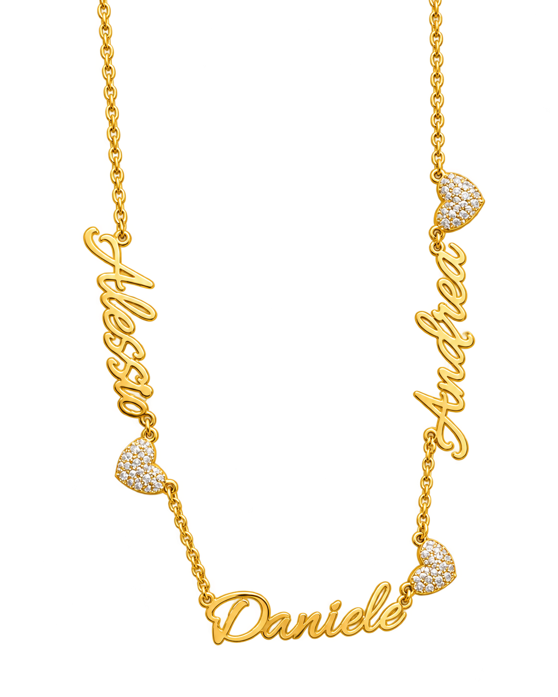 Collana Nomi E Cuore Zirconato In Argento 925