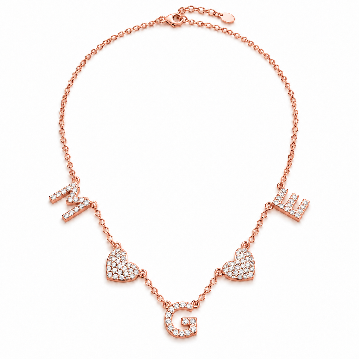 Collana Personalizzata con Iniziali e Cuori Zirconati